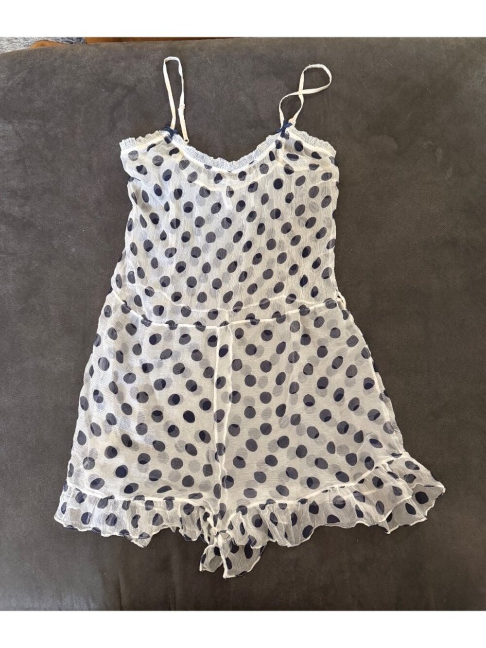 Mimi Holliday Vintage-Style Sheer Polka Dot Babydoll Teddy Size S